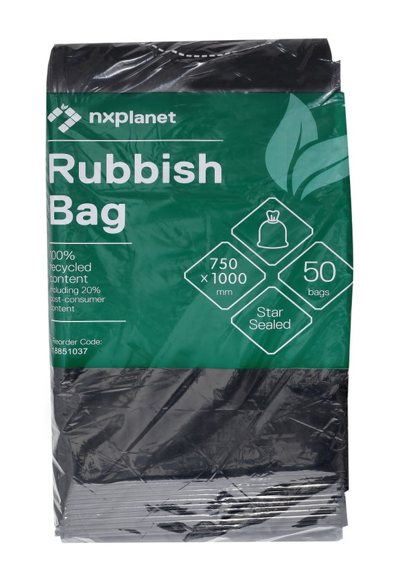 Rubbish Bag LDPE 74L 750x1000mm 36mu Black Pack of 50