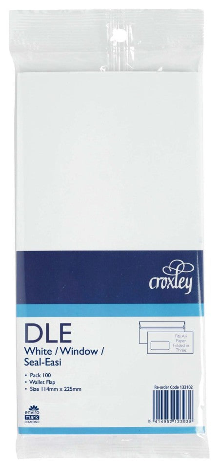 Croxley Envelope DLE Window Seal Easi 100 Pack