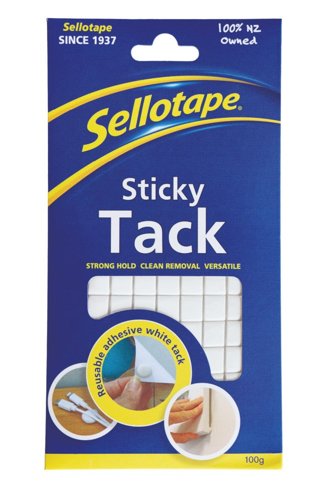 Sellotape Sticky Tack Re-usable Adhesive Squares 100g Pack
