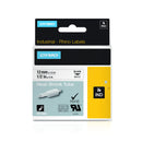 Dymo Rhino Heat Shrink Tube Black On White 12mmx1.5m
