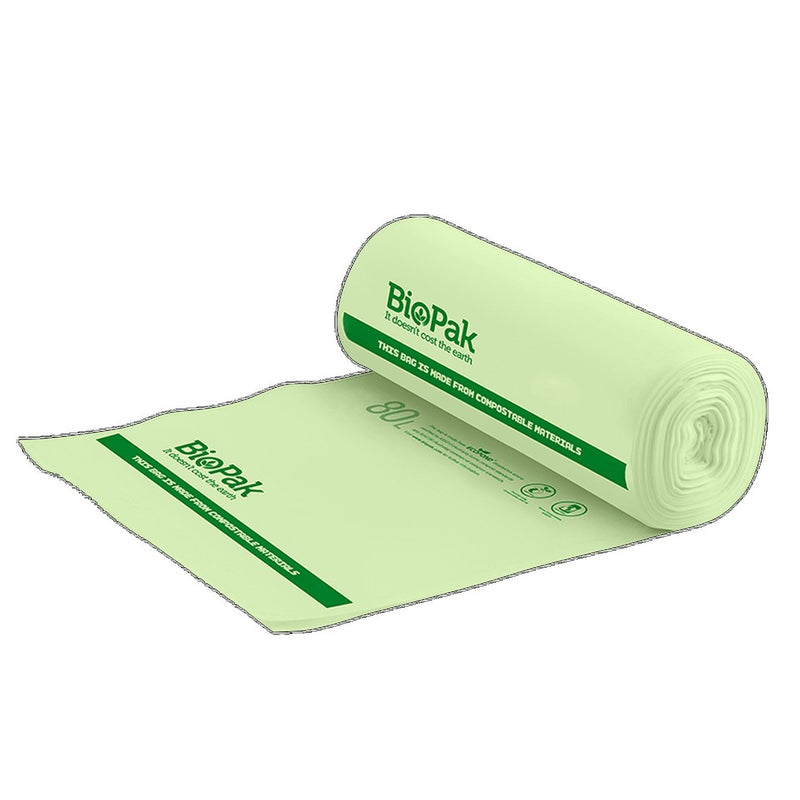 BioPak Bioplastic Compostable Rubbish Bag 80L Roll 20