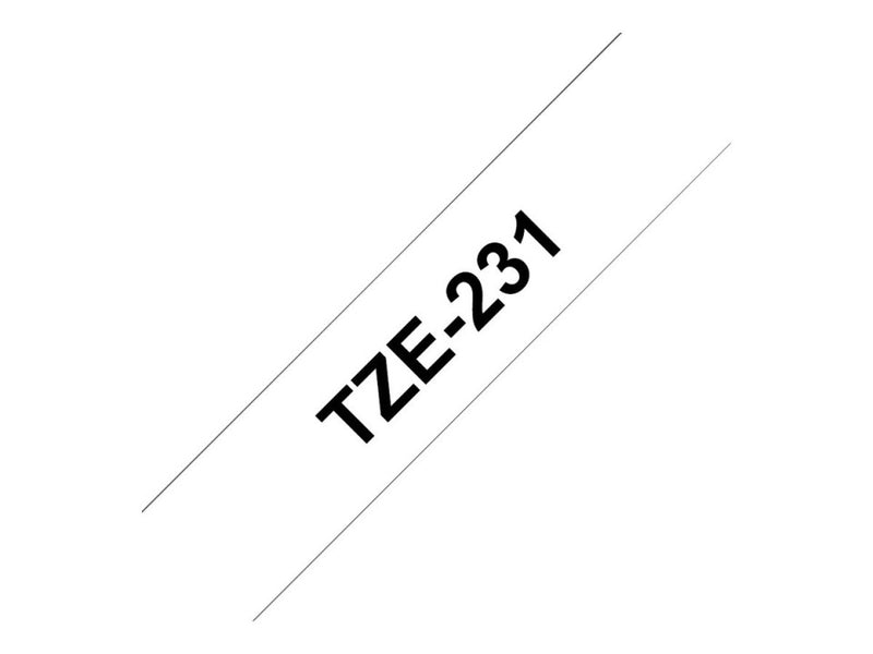 Brother Tape TZe-231 Black On White 12mmx8m