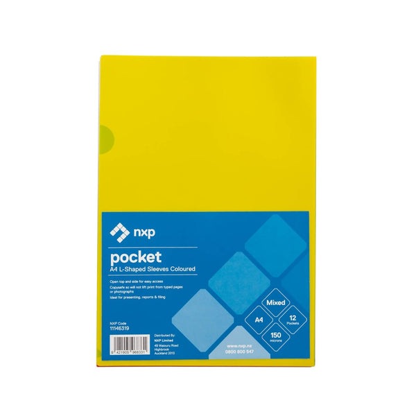 L-Shaped Pockets Assorted Colours Pack 12