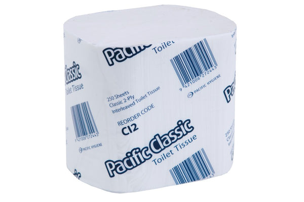 Pacific Classic Interleaved Toilet Tissue 2 Ply 250 Sheets per pack White Carton 36