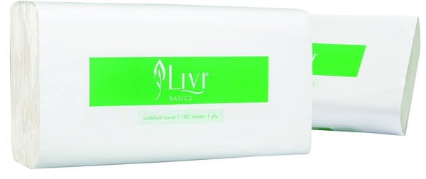 Livi Basics Widefold Hand Towel 1 Ply White 180 Sheets per Pack 7453 Carton of 20