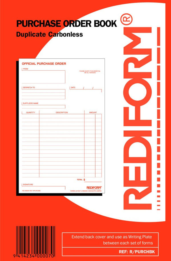 Rediform Purchase Order Book Duplicate No Carbon Required 50 Leaf
