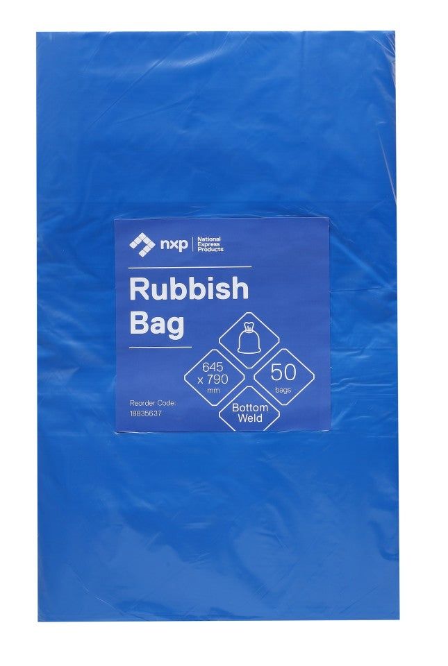 Bag Handled 60L 790x645mm 25mu Blue Pack 50