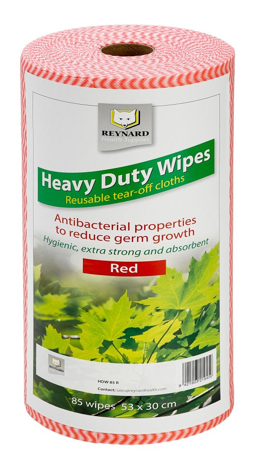 Heavy Duty Antibacterial Wipes Red 85 wipes per roll