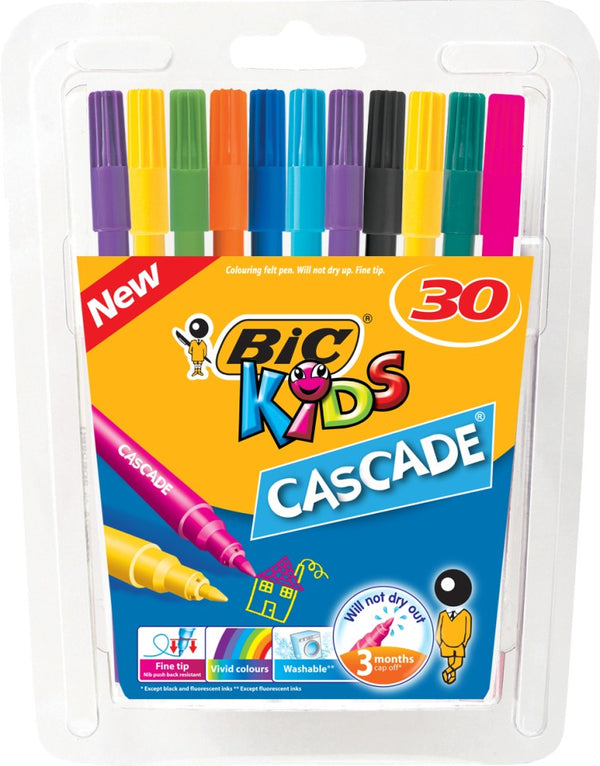 BIC Kids Cascade Colouring Pen Assorted Colours Pack 30