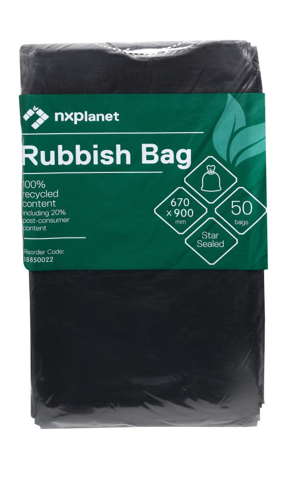 Rubbish Bag LDPE 60L 670x900mm 27mu Black Pack of 50