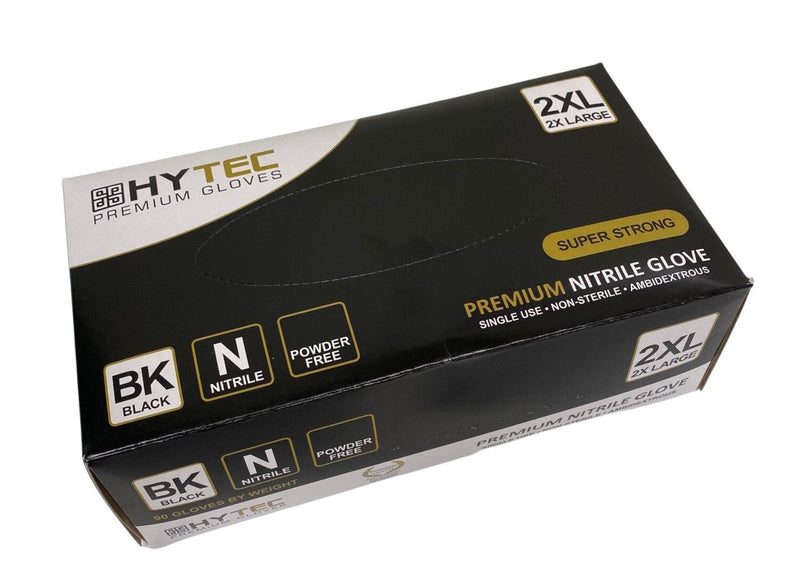 Hytec Black Nitrile Exam Gloves Powder Free - 10 Packs of 100 Gloves