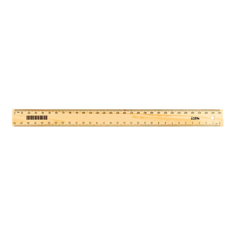 Icon Ruler Wooden Narrow 30cm - Direct Business Supplies