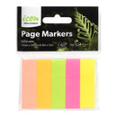 Icon Page Markers 15mm x 50mm Neon 5 Pack - Direct Business Supplies