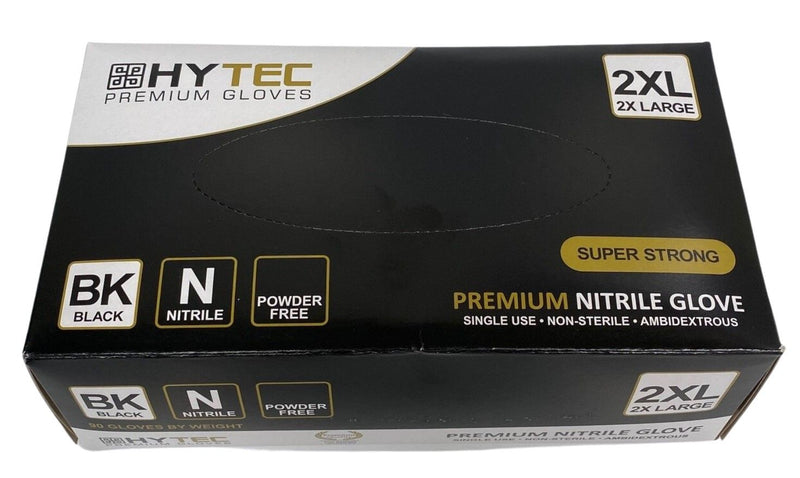 Hytec Black Nitrile Exam Gloves Powder Free - 1 Pack of 100 Gloves