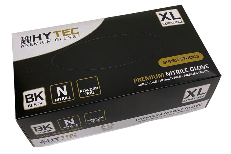 Hytec Black Nitrile Exam Gloves Powder Free - 1 Pack of 100 Gloves